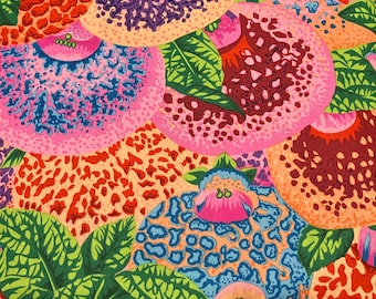 Damen Geldbörse Floral Baumwolle Quilting Stoff: Philips Kaffe Fassett Rot Pink oop