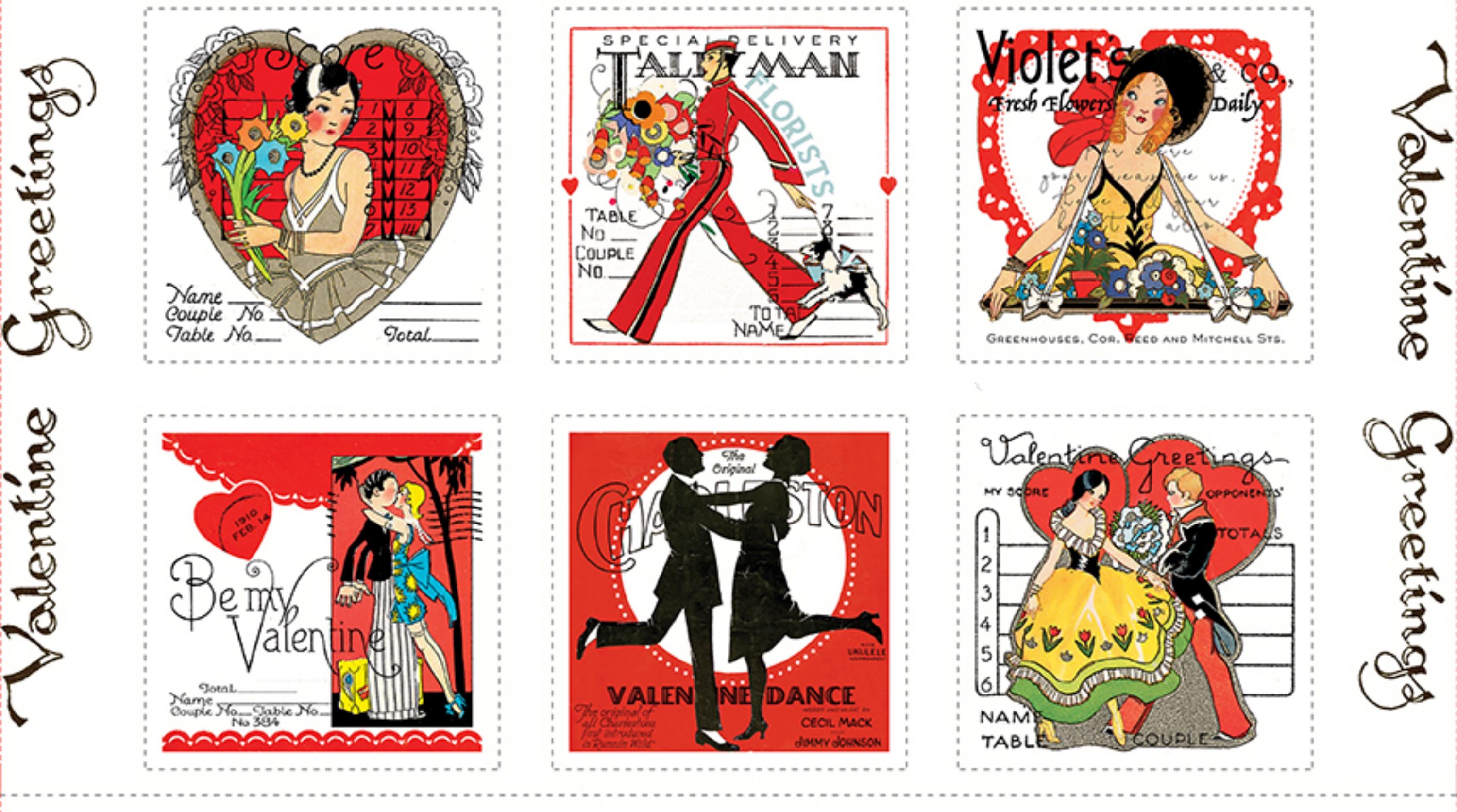 Vintage Valentine's Day Fabric Panel: Take Heart 1940s Quilt 6