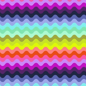 Pode incluir: Um padrão vibrante e colorido com listras horizontais onduladas. O design incorpora um espectro de cores, incluindo rosa, roxo, azul, verde, amarelo, laranja e vermelho. O padrão repetitivo cria um efeito visualmente dinâmico e atraente.