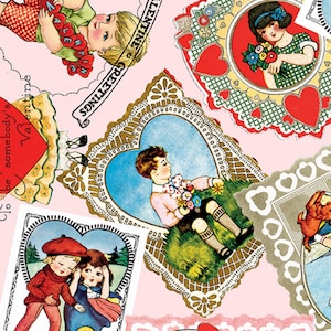 Gepensioneerd BE MINE VALENTINE kaarten J. Wecker Frisch Vintage jaren 1920 Valentijnsdag verspreid gegooid blush roze quiltstof uitverkocht oeps