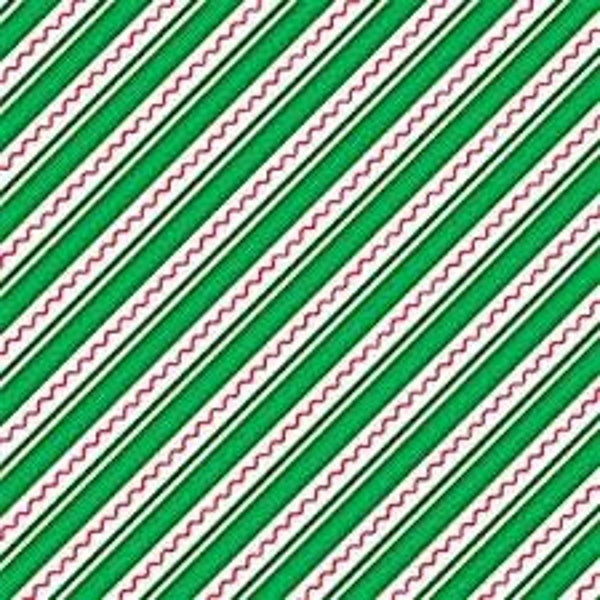 Retired Mary Engelbreit CHRISTMAS Cotton Quilt Fabric Trimming Tree Diagonal Striped Peppermint Candy Cane Stripe Green Red Out of Print