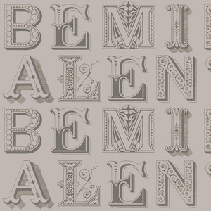 8,00 yardas BE MINE VALENTINE J. Wecker Frisch Love Letters Typography Taupe Gray Grey Blender Tela para acolchados para el día de San Valentín de bajo volumen