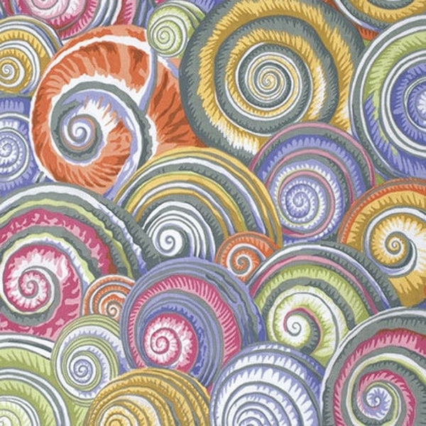 Retired SPIRAL SHELLS Grey Kaffe Fassett Collective Cotton Quilting Fabric Philip Jacobs Gray Periwinkle Green Orange Out of Print oop
