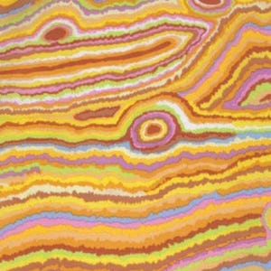 Retired JUPITER Rings Yellow Kaffe Fassett  Cotton Quilting Fabric Purple Orange Gold OOP Out of Print Fat Quarter