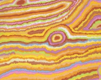 Retired JUPITER Rings Yellow Kaffe Fassett  Cotton Quilting Fabric Purple Orange Gold OOP Out of Print Fat Quarter