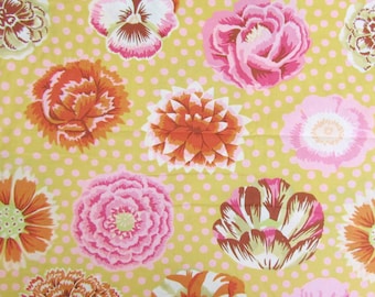 Retired BIG BLOOMS Yellow Kaffe Fassett Cotton Quilting Fabric Pink Orange Pansy Mums Tulips Polka Dots By the Fat Quarter oop
