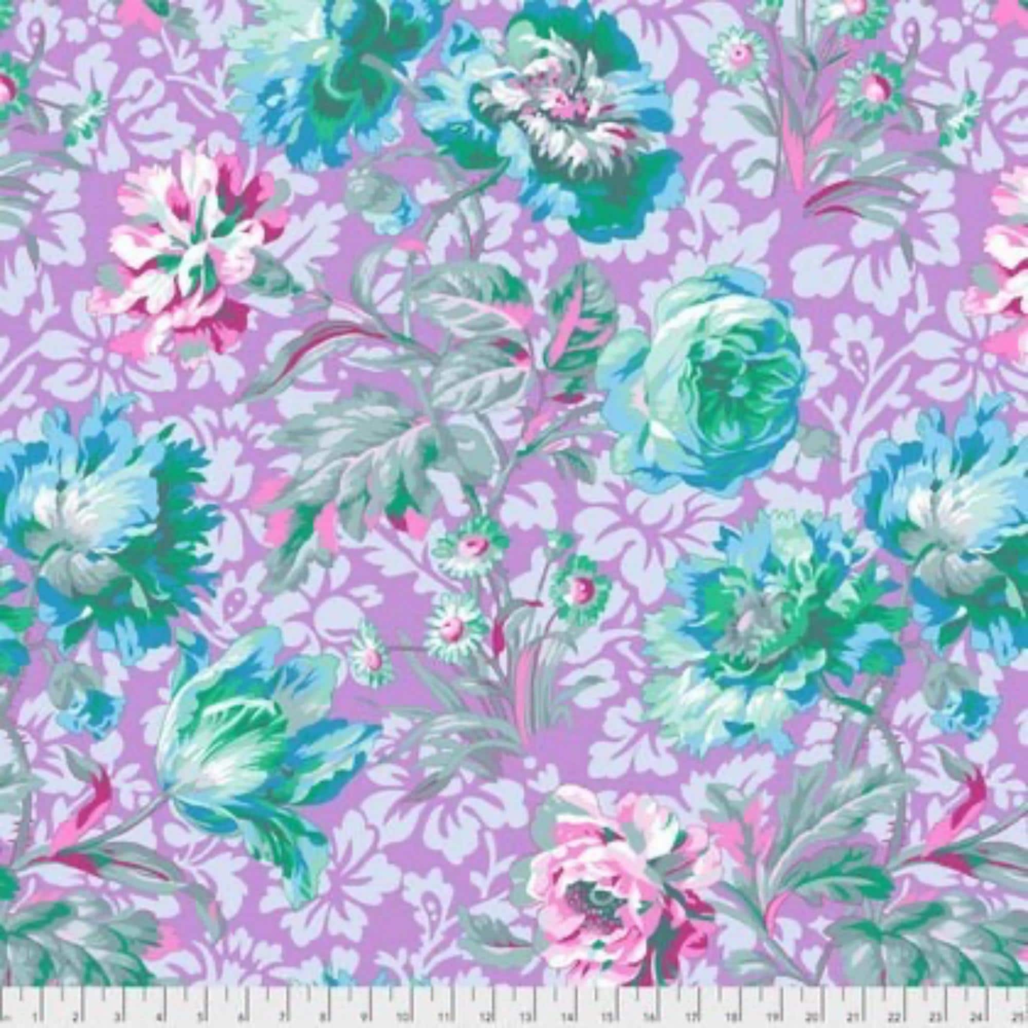 Baroque Floral Cotton Quilting Fabric: Lavender Kaffe Fassett