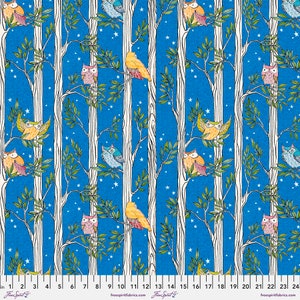 Cori Dantini Well Owl Be Cotton Quilt Fabric - Blue Night Sky Print