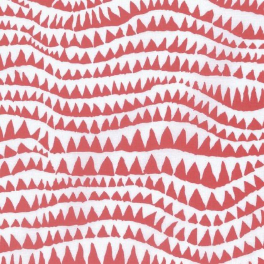 Brandon Mably Kaffe Fassett Sharks Teeth Red: Cotton Fabric White OOP ...