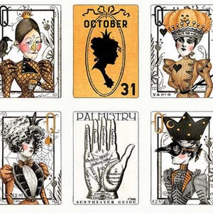 QUEEN of WE'EN J. Wecker Frisch Medium Patch Panel 24" D x 42" W Karty do gry w stylu Vintage Halloween Skull Crow Queens Appliqueen 10 Block