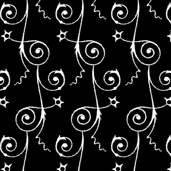 STARRY NIGHT J. Wecker Frisch Queen of We'en  Black White Vintage Style Halloween Swirly Stripe Cotton Quilt Fabric