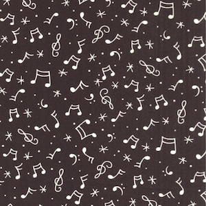 Mary Engelbreit Christmas Fabric: Musical Notes, Snowflakes, Black & White Cotton (Out of Print)