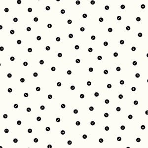 May include: A white background with a repeating pattern of black two-hole buttons.