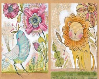 Cori Dantini Fabric Panel: Hello World Baby 4 Quilt Blocks