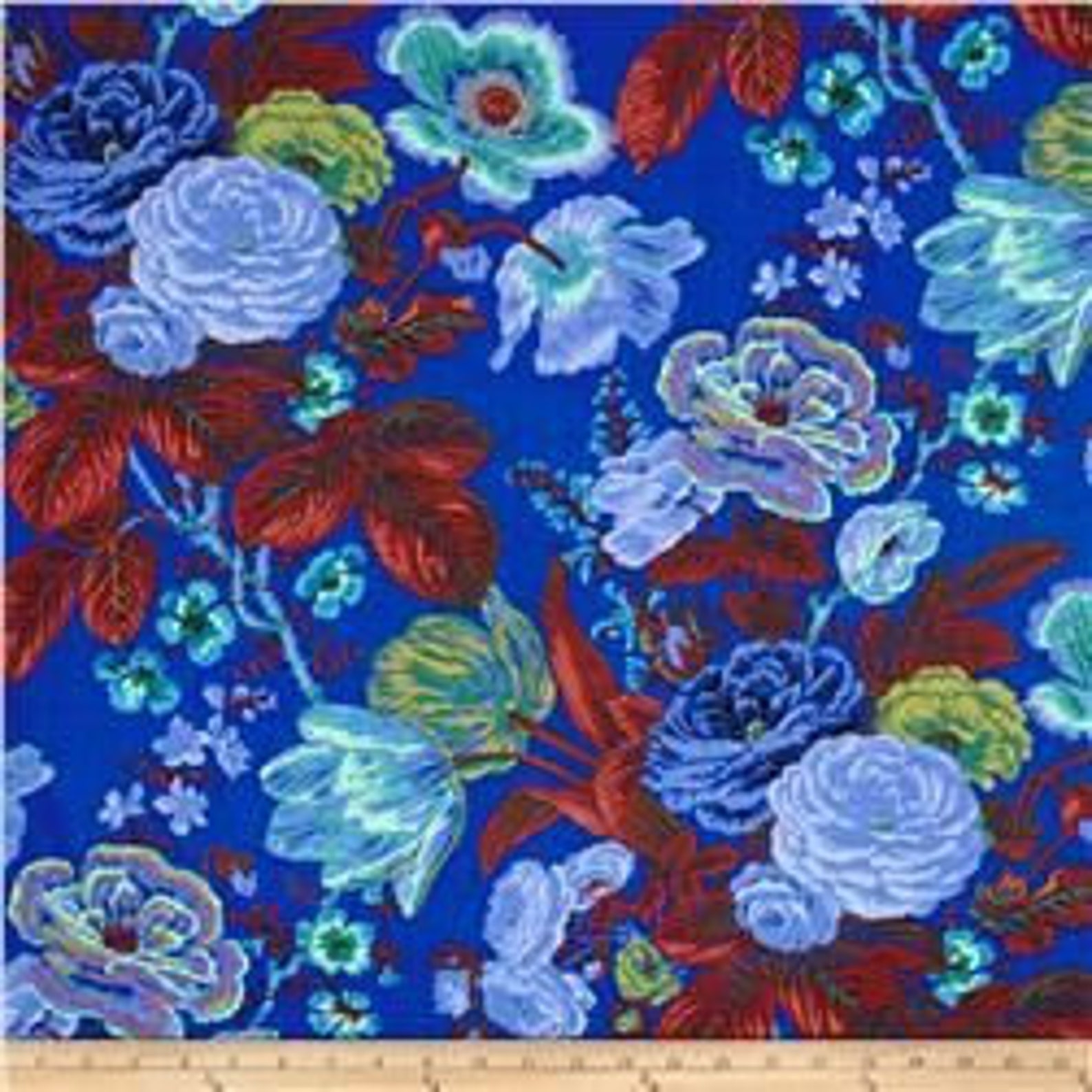 Retired Kaffe Fassett SUMMER BOUQUET Cobalt Blue Floral Cotton - Etsy