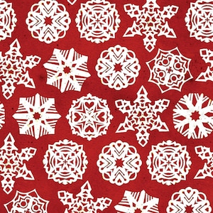 DOLCE NEVE Fiocchi di neve di carta J. Wecker Frisch Tessuto natalizio Rosso Bianco