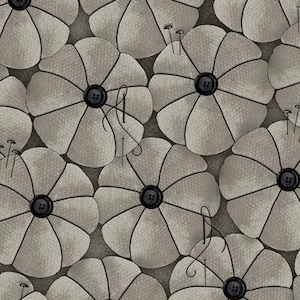 OLD MADE J. Wecker Frisch Pumpkin Pin Cushions Pincushions Gray Black Old Maid Vintage Style Sewing Theme Cotton Halloween Quilting Fabric