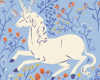 Heather Ross Blue Unicorn Cotton Quilting Fabric : Out of Print 20th Anniversary