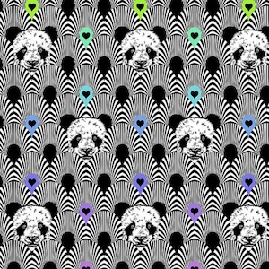 Tula Pink PANDAMONIUM Panda Bears Cotton Quilt Fabric - Black & White Linework