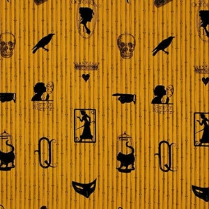 Retired SILHOUETTE STRIPE J. Wecker Frisch Queen of We&#39;en Pumpkin Gold Orange Black Vintage Style Halloween Out of Print oop