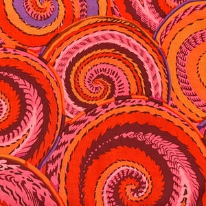 Retired CURLY BASKETS Red Orange Purple Pink Kaffe Fassett Collective Philip Jacobs Cotton Quilting Fabric Spiral Swirls Out of Print oop