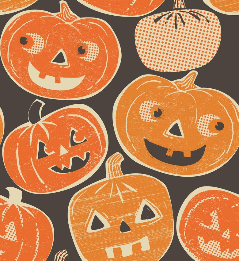 Retro SPOOKTACULAR PUMPKINTOPIA Cotton Quilting Fabric Maude Asbury Retro Halloween Black Orange Pumpkins Fat Quarter