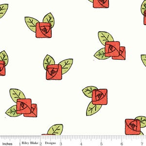 8.00 yard BE MINE VALENTINE J. Wecker Frisch Tossed Roses Vintage Valentines Scattered Ribbon Roses White Red Flowers Quilting Fabric