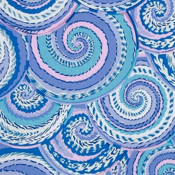 Retired CURLY BASKETS Delft Kaffe Fassett Philip Jacobs Cotton Quilting Fabric Blue Lavender Purple Spiral Swirls Out of Print oop
