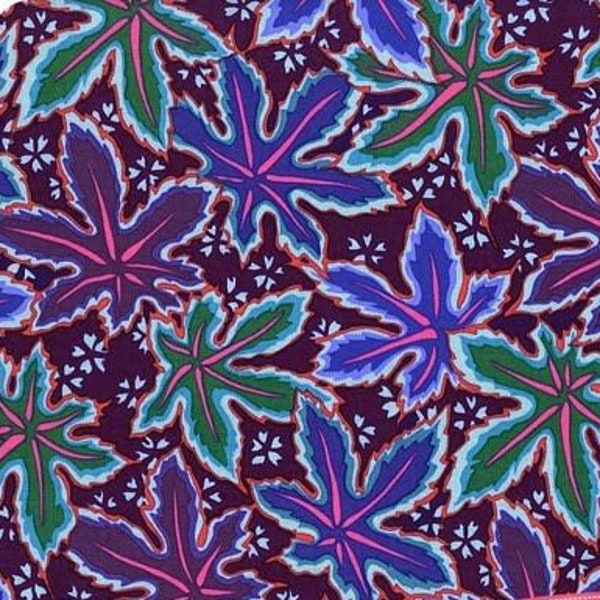 Retired LACY LEAF Kaffe Fassett Cotton Quilting Fabric Cobalt Blue Deep Plum Purple Pink Teal Philip Jacobs Out of Print oop