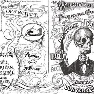 Theater Conversation Fabric: J. Wecker Frisch Costume Ball, Halloween Skeleton