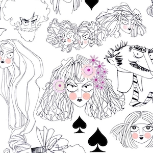 Ghastlie Hairdos and Don&#39;ts Fabric: Alexander Henry Quilting Cotton Black and White