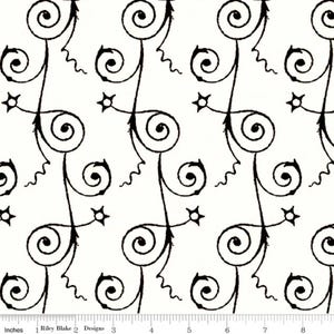 Retired SWIRLY STRIPE J. Wecker Frisch Queen of We&#39;en Sew Scary Ecru Cream Black Vintage Style Halloween Out of Print oop