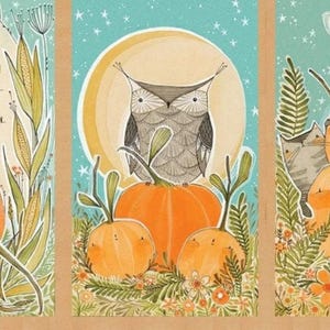 Autumn Bazaar Fabric Panel: Fall Goodness Collection, 3 Blocks (24&quot; x 42&quot;) oop