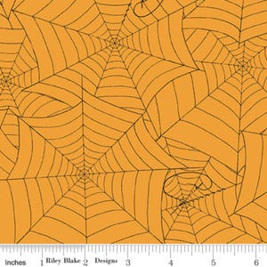 Spider Web Fabric: J. Wecker Frisch Halloween Print Orange Black