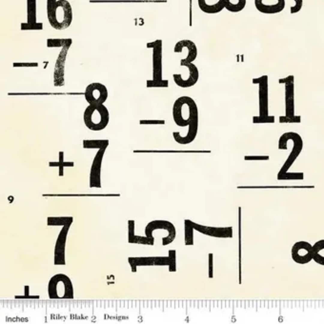 Old Math Sheets Old School Vintage Style Math Flash Card Fabric: J. Wecker Frisch ...