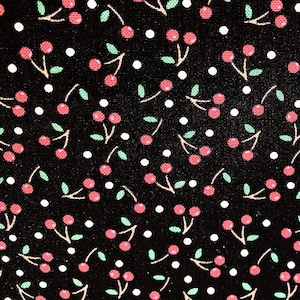Mary Engelbreit Cherries Fabric: Kitchen Capers Cotton, Black (Out of Print)