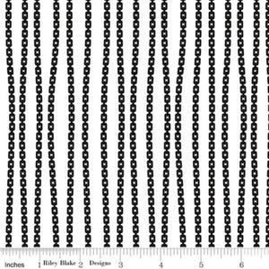 7.50 Yard Chain Stripe Cotton Quilt Fabric: Mad Masquerade, Black and White