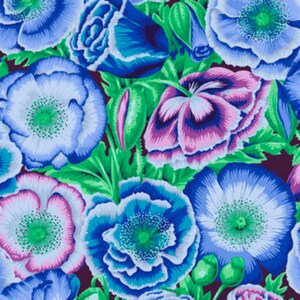 Philip Jacobs Kaffe Fassett Poppy Garden Blue Floral : Cotton Fabric oop