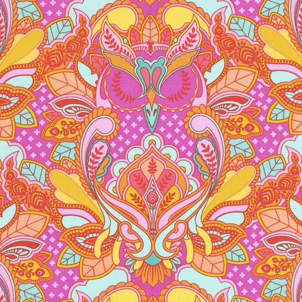 FQ or More Tula Pink OWL Fabric Cotton Quilting Fabric Fat Quarter All Stars Peony Orange Hot Pink Aqua Blue Yellow Floral