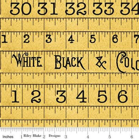 Haberdashery Printed Cotton - Yellow - Measure Tape