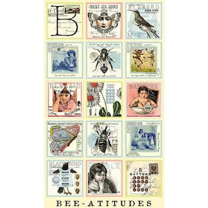 BEE-ATITUDES Quilting Fabric Panel: Vintage Style 15 Blocks (23.5&quot; x 42&quot;)