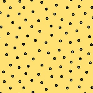 May include: A seamless pattern of black two-hole buttons on a yellow background.