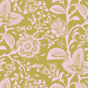 DEJA VU PARISVILLE French Lace Tula Pink Cotton Quilt Fabric Marie Antoinette Hazelnut Taupe Tan Pink Delight Floral Low Volume Coordinate