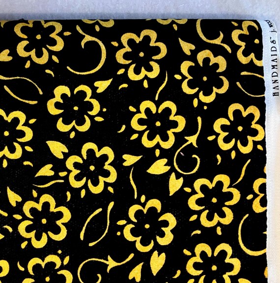 花柄生地：黒と金の花のステンシル、She Who Sewsのオリジナル - Etsy 日本