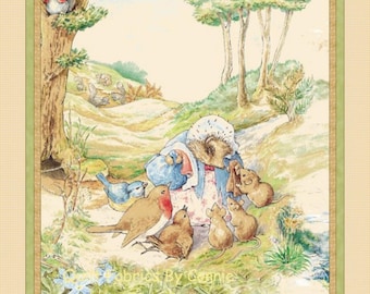 Mrs. Tiggy-Winkle Stoffpanel: Beatrix Potter Nursery Quilt Cheater (34"x 42")
