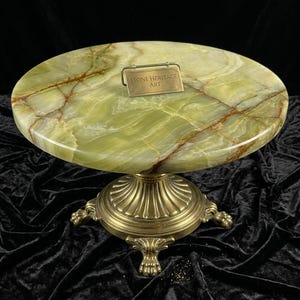 Natural Green Onyx Round Table Top | Translucent Gemstone Slab, Polished Finish