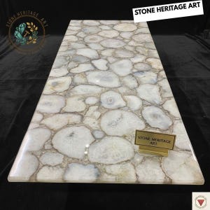 White Agate Crystal Table Top - Healing Stone Furniture