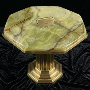 Natural Green Onyx Octagonal Table Top | Translucent Gemstone Slab, Polished Finish