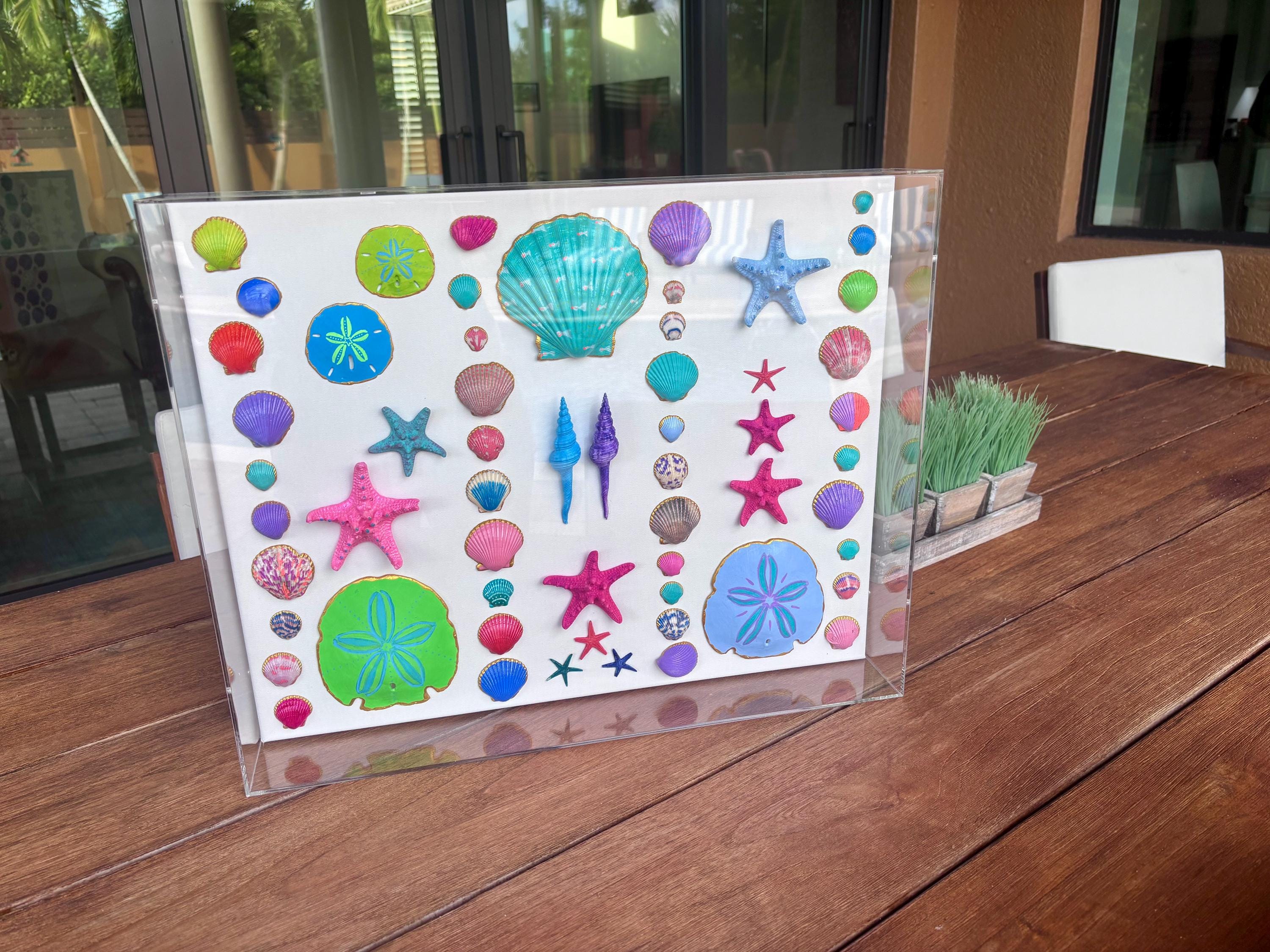 She Shells Art - Hand-Painted Seashell Art on Canvas - Confetti Tides