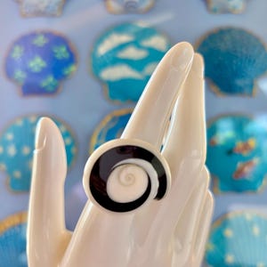 She Shells Art - Flea Cone Shell Cocktail Ring - Statement Piece - solid shell swirl top